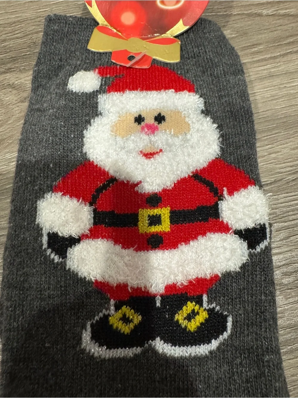 🎅 Santa Claus Graphic Holiday Women’s Gray Socks Size 9-11 - New With Tags